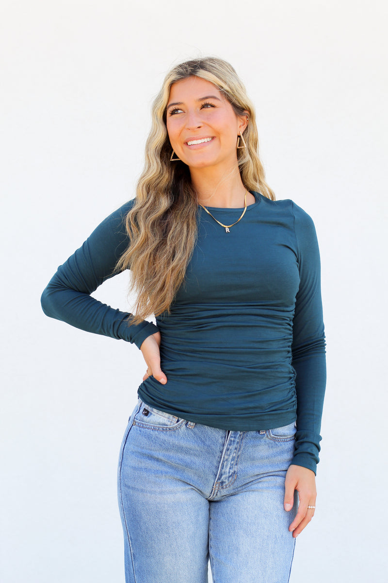All About You Ruched Top-Teal