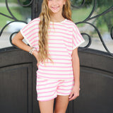 striped tween short sleeve top