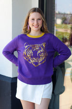 Geaux Team Sweater-Purple/Gold