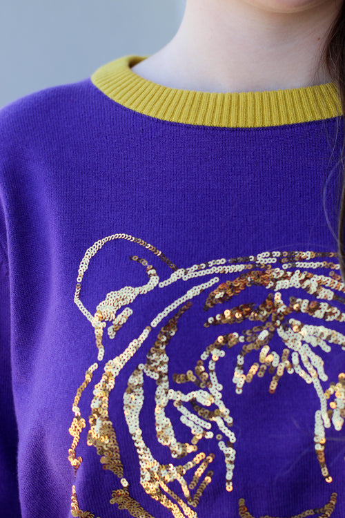 Geaux Team Sweater-Purple/Gold