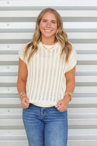 knitted short sleeve top