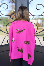 Fan of Tigers Sweater-Hot Pink