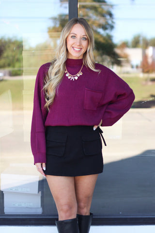 mock neck pocket sweater