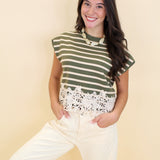 Stripes and Lace Top