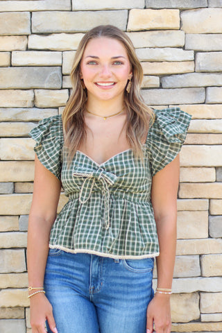 plaid babydoll top