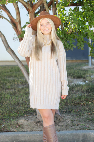Cozy Stripes Sweater Dress