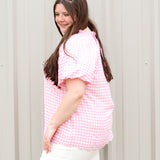 Gingham Bubble Sleeve Top