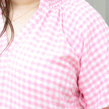 Gingham Bubble Sleeve Top