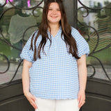 Gingham Bubble Sleeve Top