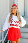 Touchdown Tinsel Top-White/Red