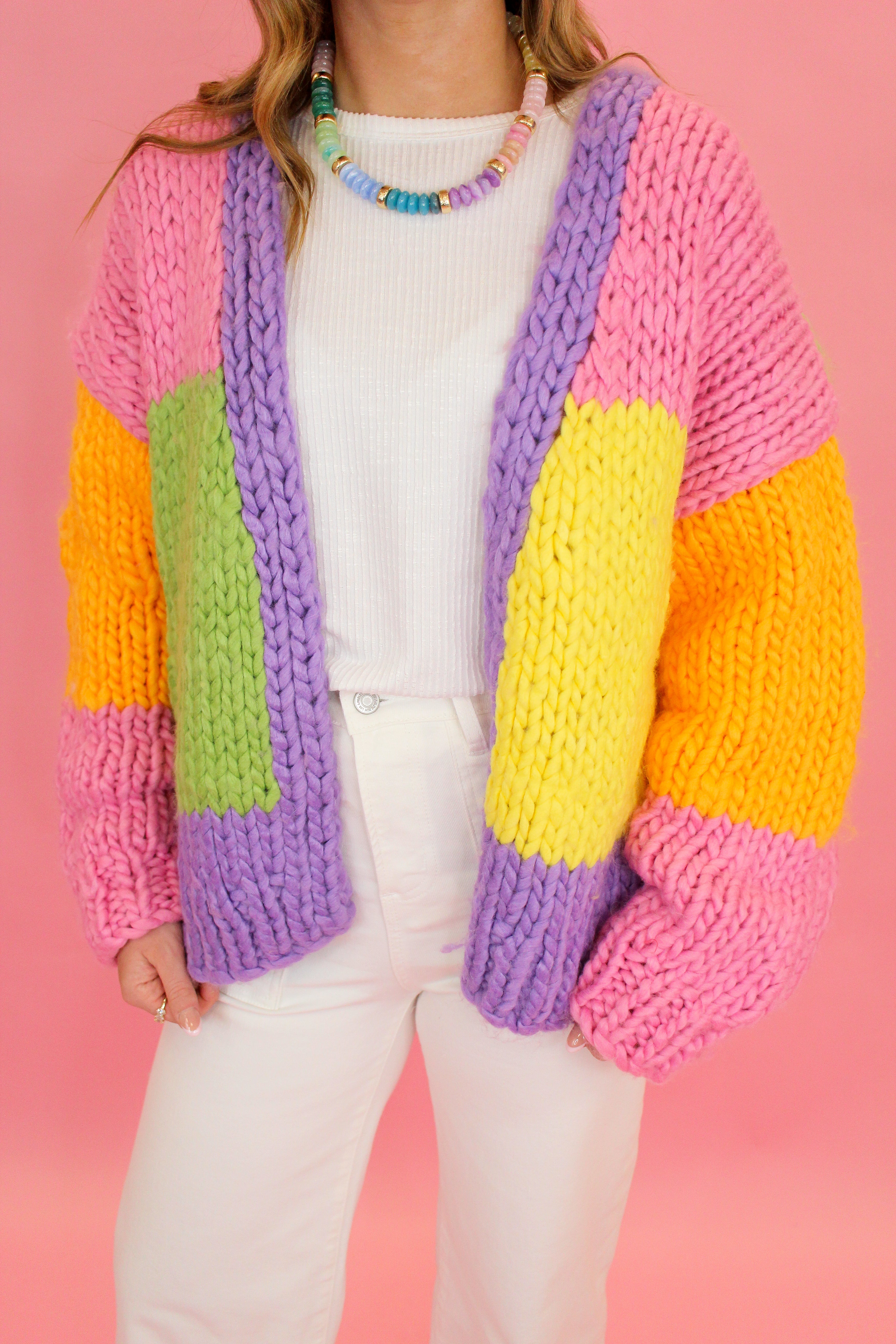 Pastel Color Block Cardigan