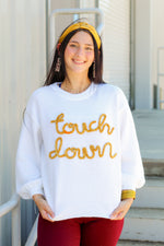 Touchdown Tinsel Top-White/Gold