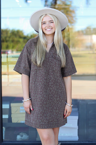 leopard denim dress