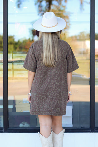 Leopard Denim Pocket Dress