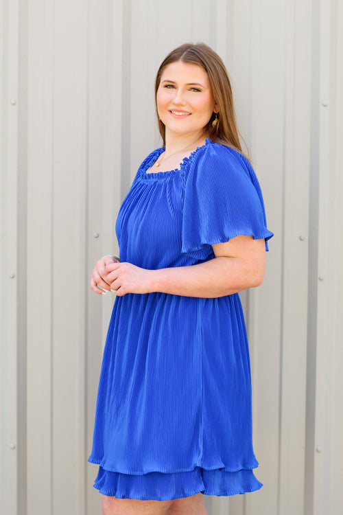 Abby Accordion Dress-Royal Blue