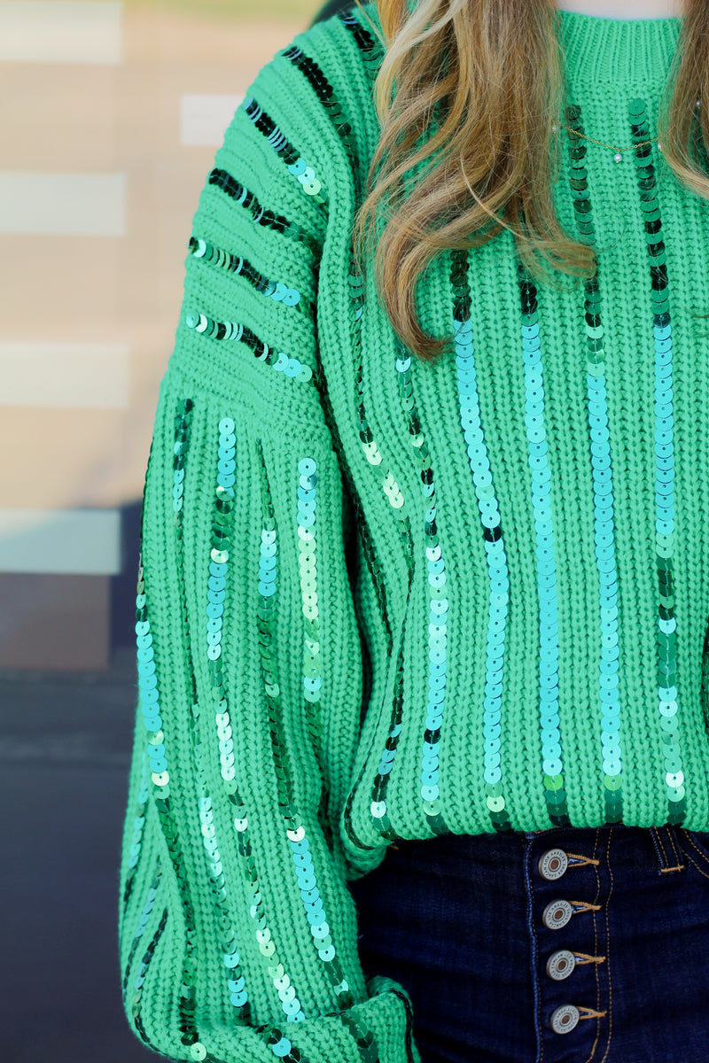 In My Sparkle Era Sweater-Kelly Green