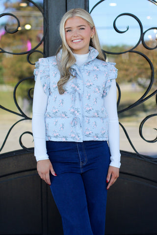 floral puffer vest