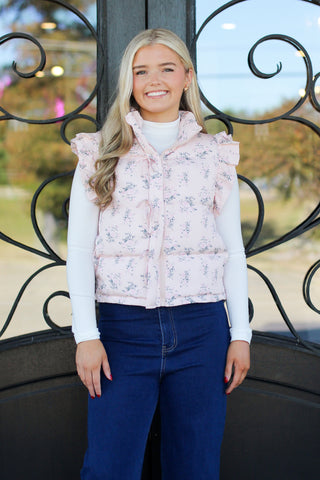 Fancy Floral Puffer Vest