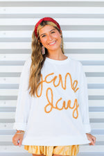 Trendy Game Day Top-White/Gold