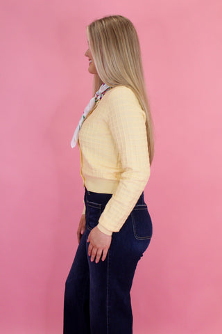 Texture Grid Button Cardigan