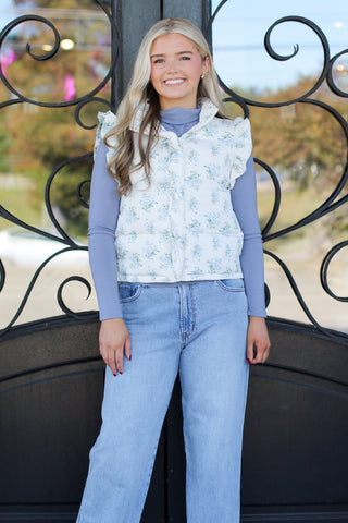 Fancy Floral Puffer Vest