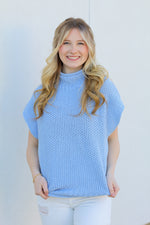 Mock Neck Must Have Sweater-Sky Blue