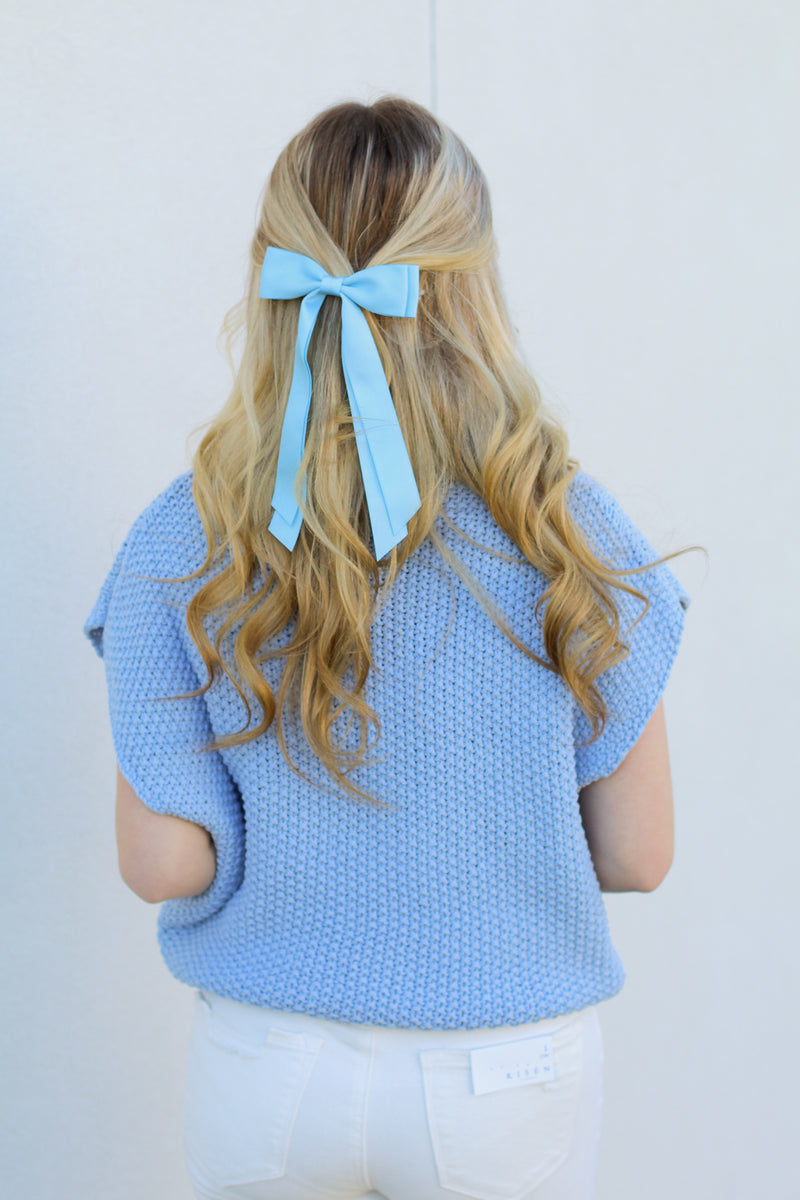 Mock Neck Must Have Sweater-Sky Blue