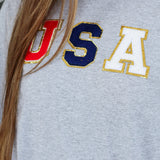 USA Patch Tee-Heather Grey