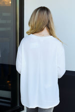 Long Sleeve Ribbed Pocket Top-White