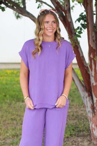 ribbed short sleeve top