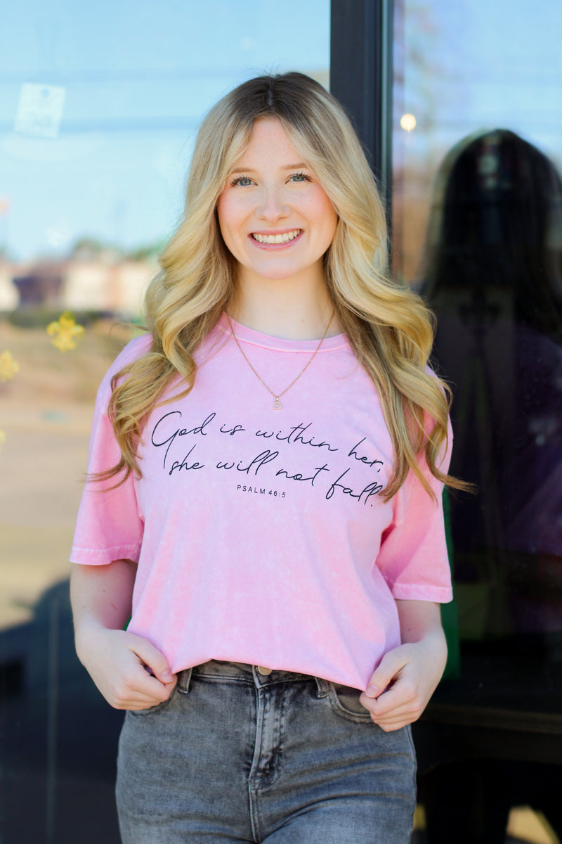 God is Within Her Tee-Light Pink