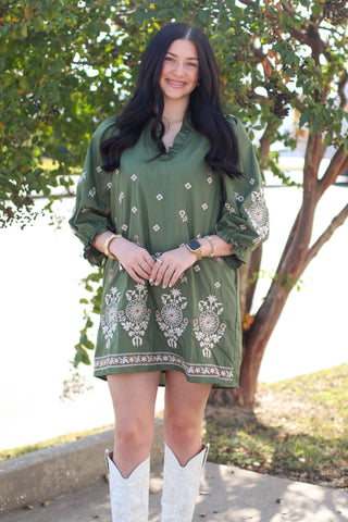 embroiderd straight fit dress