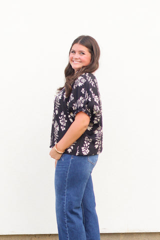 Pinstripe Floral Top