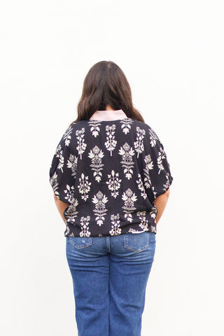 Pinstripe Floral Top