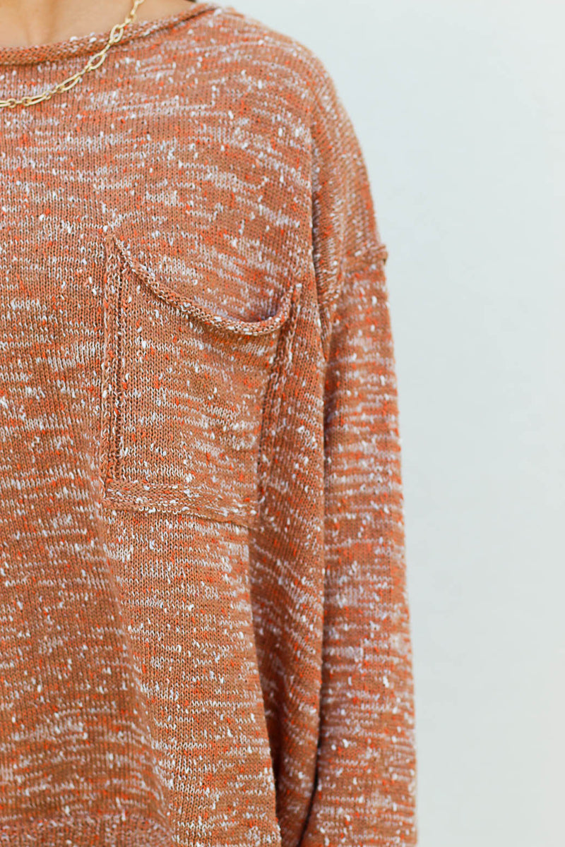 Pretty Pocket Sweater-Rust