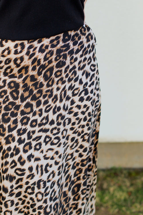 Leopard Satin Skirt