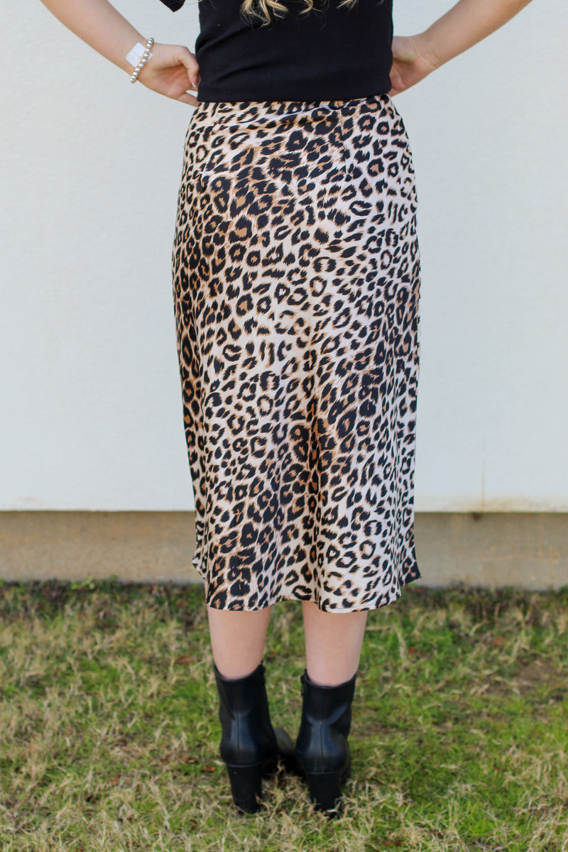 Leopard Satin Skirt