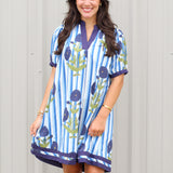 Stripes & Bold Flowers Dress