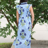 Stripes & Bold Flowers Midi Dress