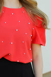 Classy Pearl Top-Coral