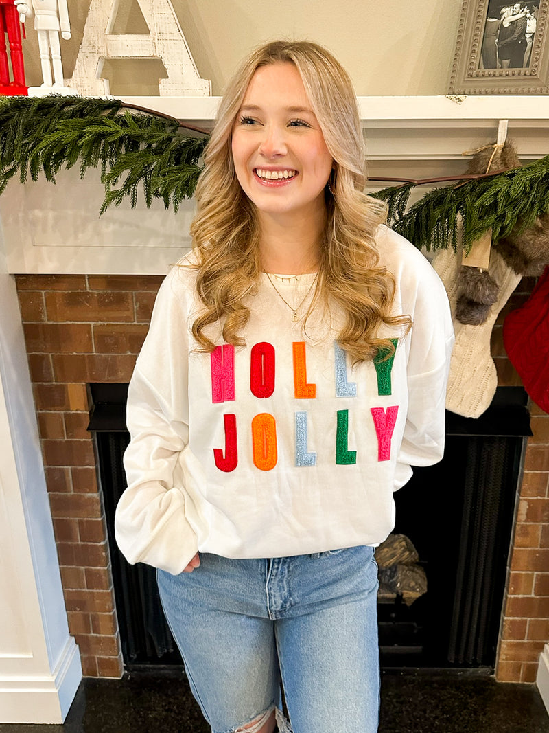 Holly Jolly Colorful Patch Sweatshirt