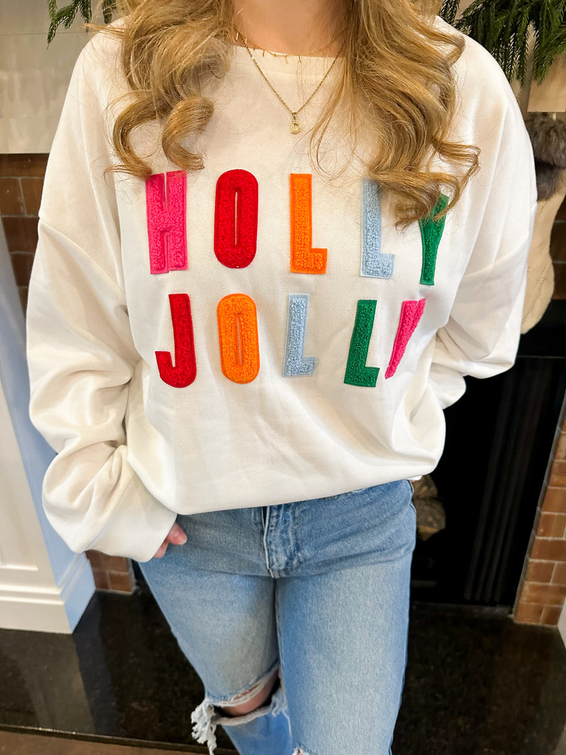 Holly Jolly Colorful Patch Sweatshirt