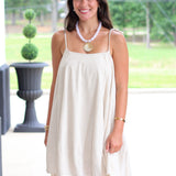 Button Detail Linen Dress