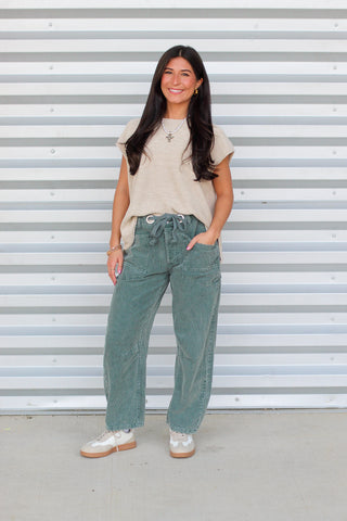 Velvet Corduroy Barrel Jeans