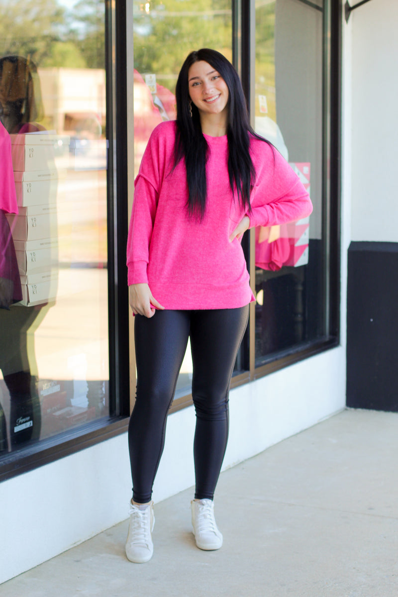 Casually Cute Top-Hot Pink