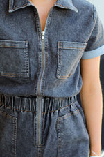 Down with Denim Romper-Charcoal