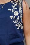 Embroidered Flowers Tank