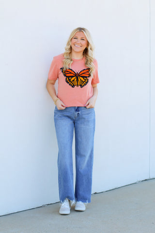 Mr. P's Monarch Butterfly Tee-Peach