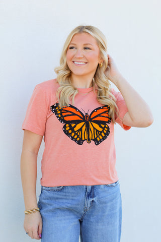 Mr. P's Monarch Butterfly Tee-Peach