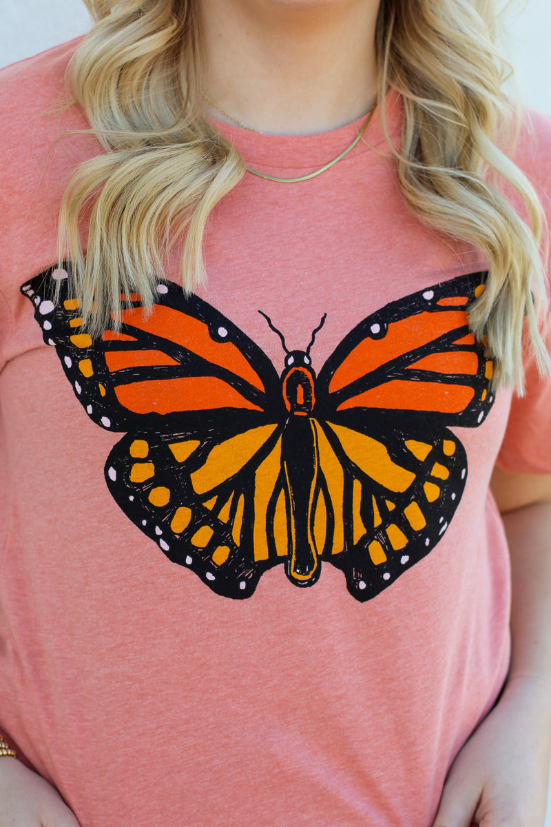 Mr. P's Monarch Butterfly Tee-Peach